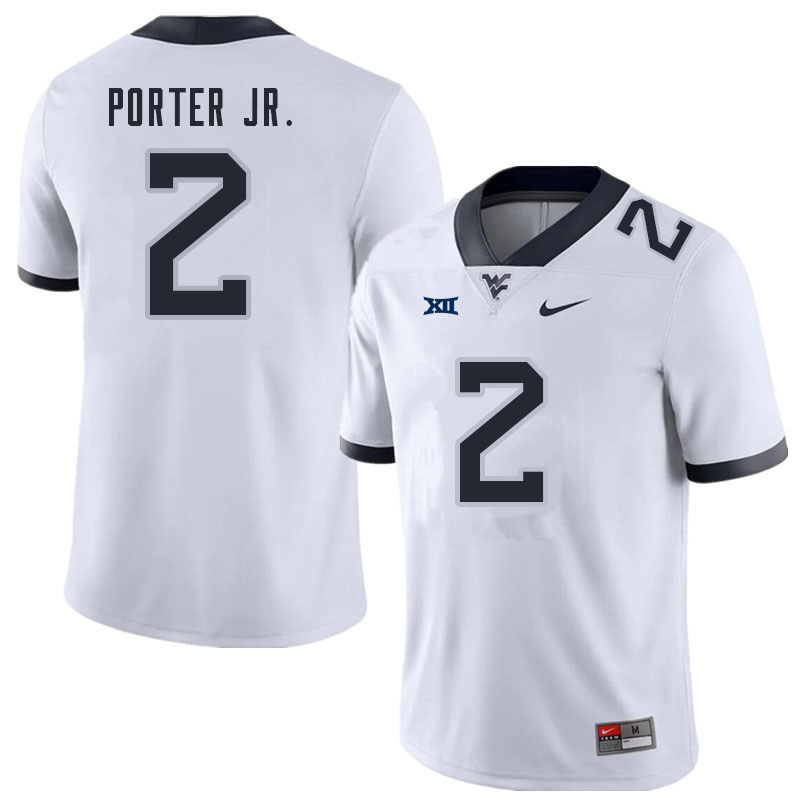 Men #2 Daryl Porter Jr. West Virginia Mountaineers College Football Jerseys Sale-White - Click Image to Close